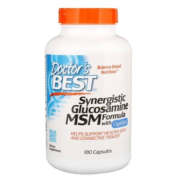 Fórmula sinérgica de glucosamina y MSM con OptiMSM - 180 cápsulas - Nuvalia