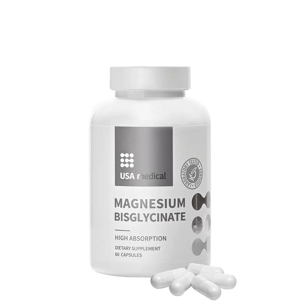 Bisglicinato de magnesio de uso médico de EE. UU. (60 cápsulas) - Nuvalia