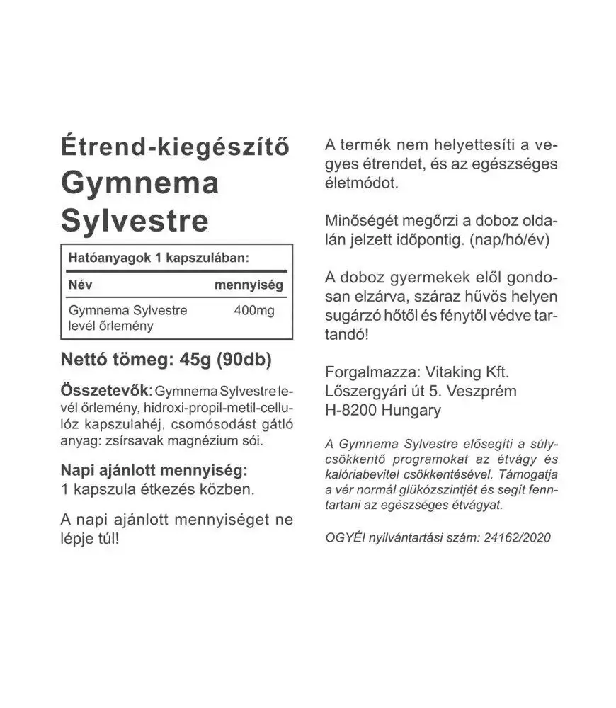 Vitaking Gymnema Sylvestre 400 mg (90 Cápsulas) - Imagen 2