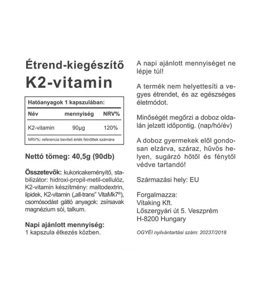 Vitaking Vitamina K2 90 mcg (90 Cápsulas) - Imagen 2