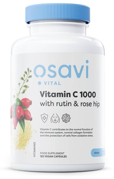 Vitamina C 1000 con rutina y escaramujo - 120 cápsulas veganas - Nuvalia