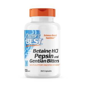 Betaine HCl Pepsin & Gentian Bitters - 360 caps - Nuvalia